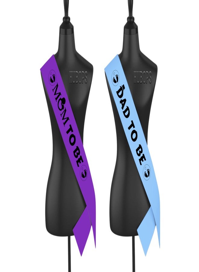 Hubops طقم وشاح HUBOPS للأم والأب المنتظرين لجلسة تصوير حفل استقبال المولود/زينة الحفلة (أزرق وبنفسجي) - Image 2